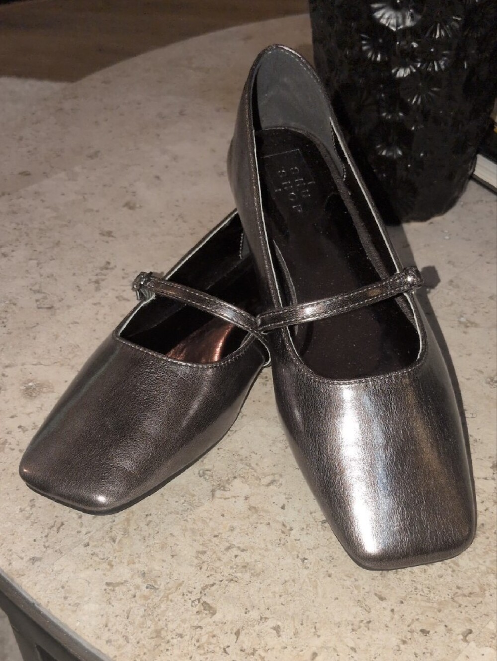 9 Shu Shop Adele Metallic Pewter Mary Jane Ballerina Flats - Picture 2 of 14